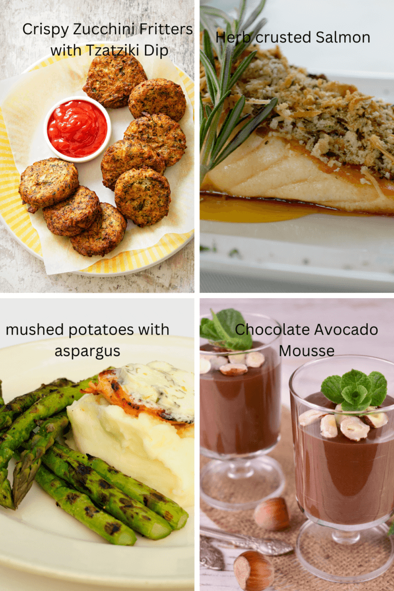 perfect dinner menu with entrée main course side dish and dessert
